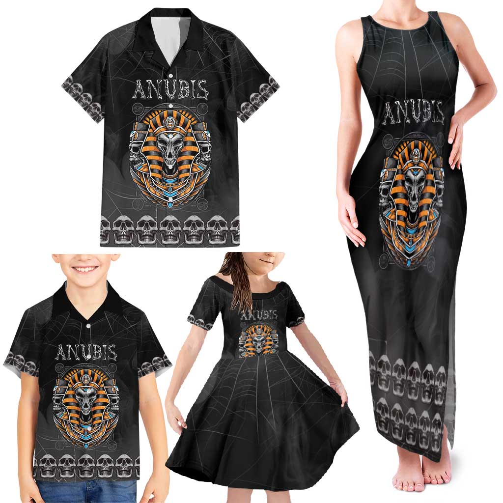 Personalized Halloween Egypt Family Matching Tank Maxi Dress and Hawaiian Shirt Skull Anubis - Wonder Print Shop