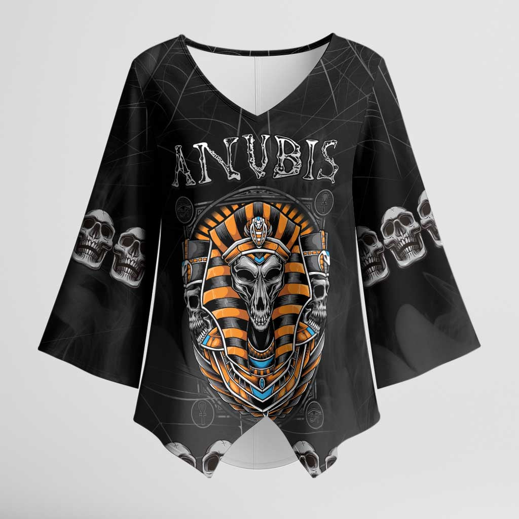 Personalized Halloween Egypt Kimono Sleeve Blouse Skull Anubis - Wonder Print Shop