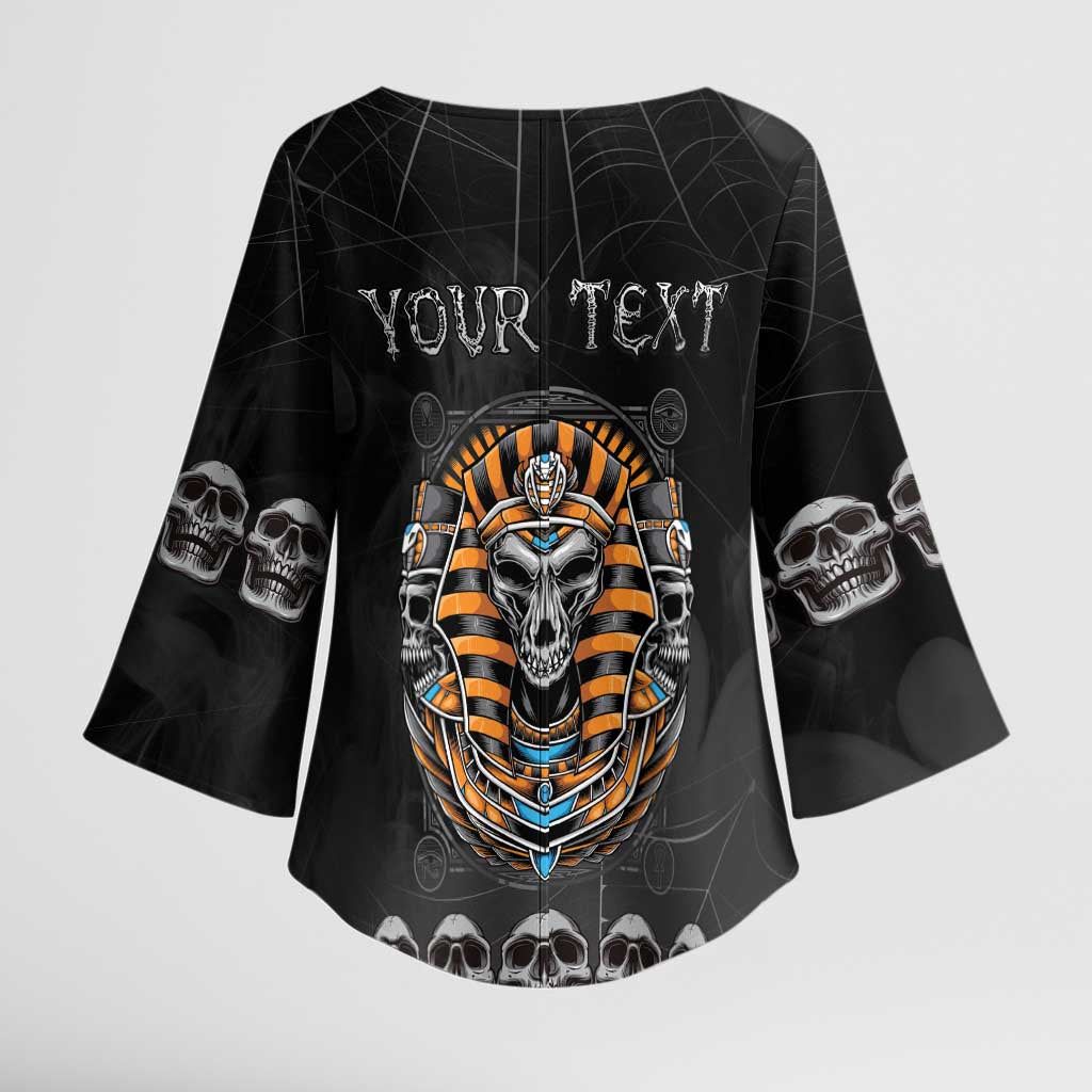 Personalized Halloween Egypt Kimono Sleeve Blouse Skull Anubis - Wonder Print Shop