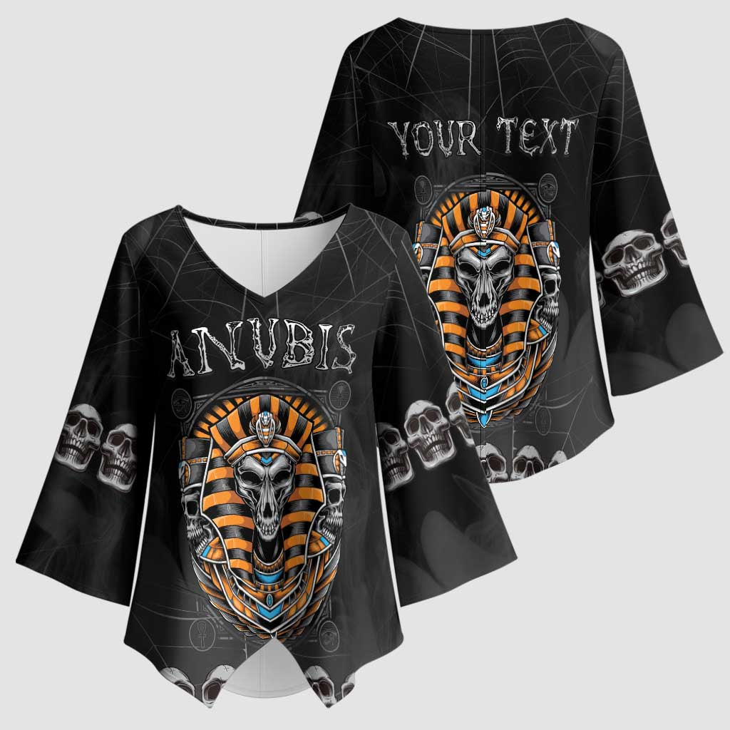 Personalized Halloween Egypt Kimono Sleeve Blouse Skull Anubis - Wonder Print Shop