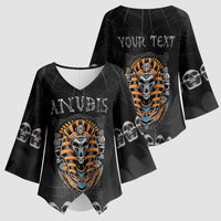 Personalized Halloween Egypt Kimono Sleeve Blouse Skull Anubis - Wonder Print Shop