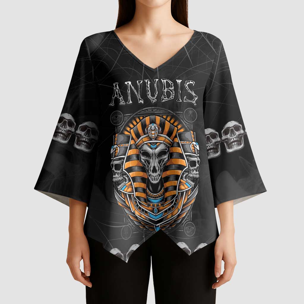 Personalized Halloween Egypt Kimono Sleeve Blouse Skull Anubis - Wonder Print Shop