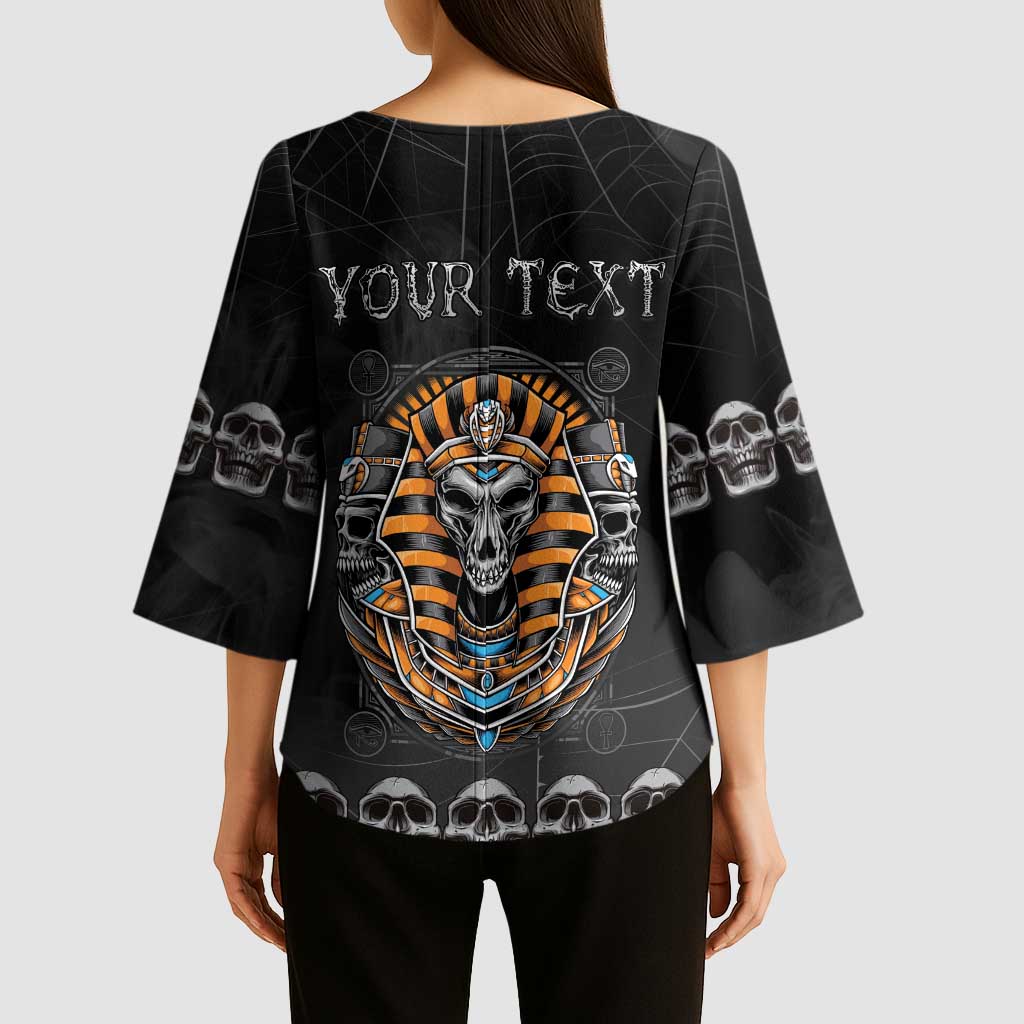 Personalized Halloween Egypt Kimono Sleeve Blouse Skull Anubis - Wonder Print Shop