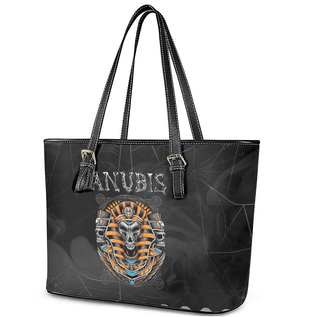 Halloween Egypt Leather Tote Bag Skull Anubis - Wonder Print Shop