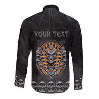 Personalized Halloween Egypt Long Sleeve Button Shirt Skull Anubis - Wonder Print Shop