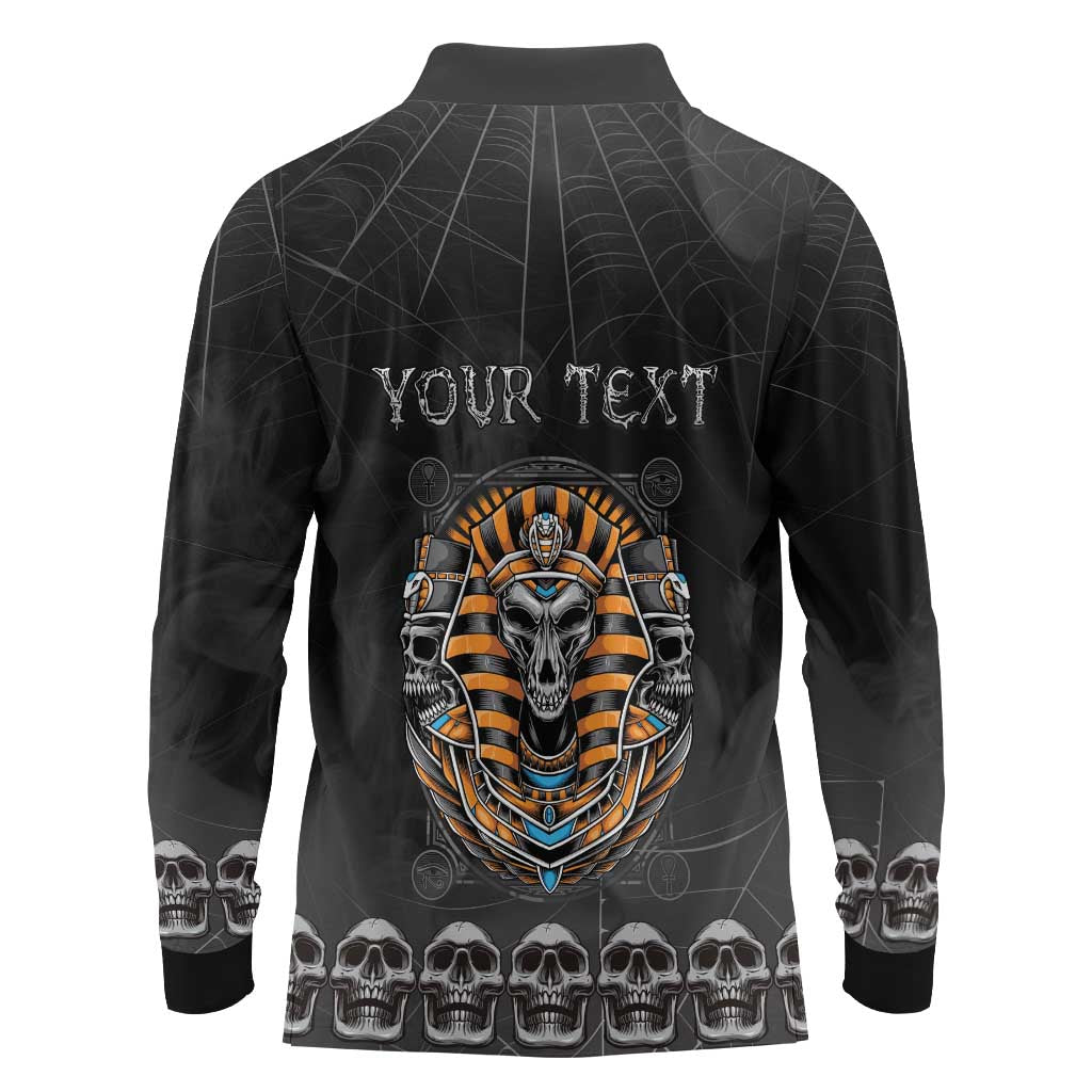 Personalized Halloween Egypt Long Sleeve Polo Shirt Skull Anubis - Wonder Print Shop