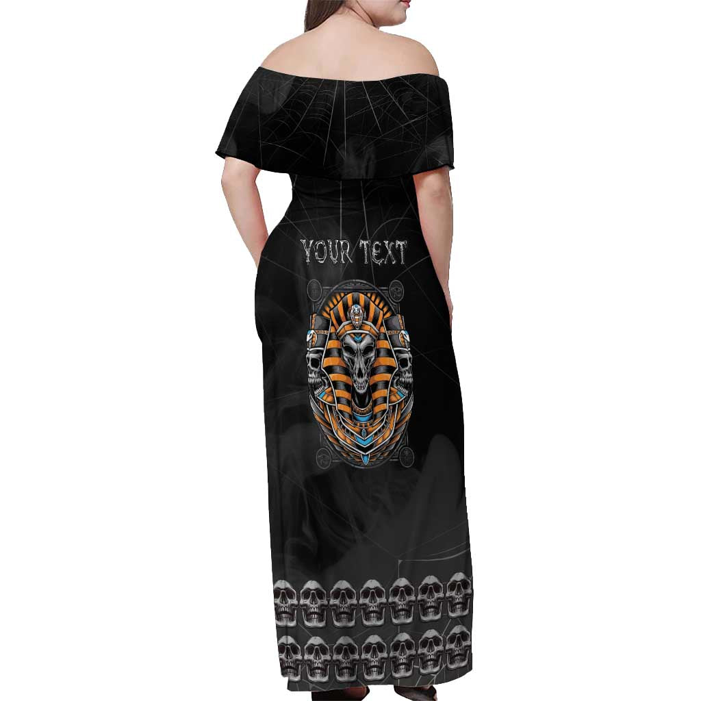 Personalized Halloween Egypt Off Shoulder Maxi Dress Skull Anubis - Wonder Print Shop