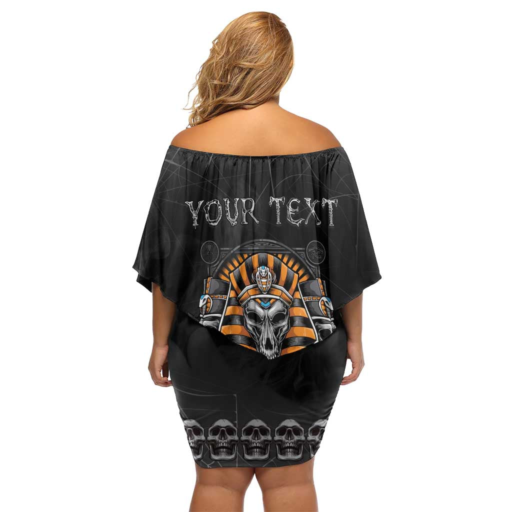 Personalized Halloween Egypt Off Shoulder Short Dress Skull Anubis - Wonder Print Shop