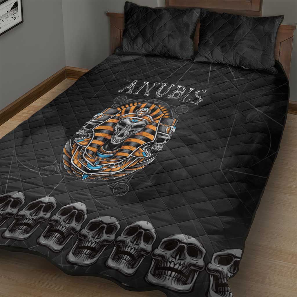 Halloween Egypt Quilt Bed Set Skull Anubis - Wonder Print Shop