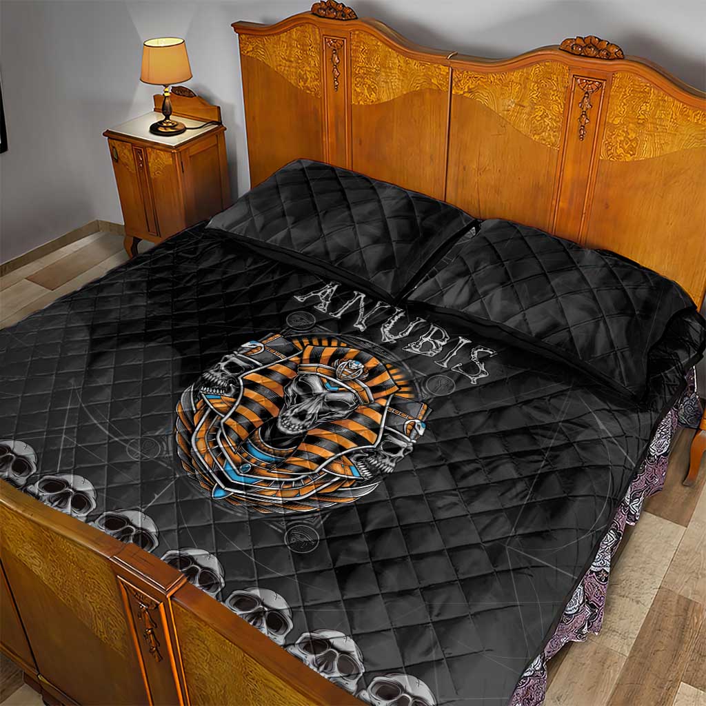 Halloween Egypt Quilt Bed Set Skull Anubis - Wonder Print Shop
