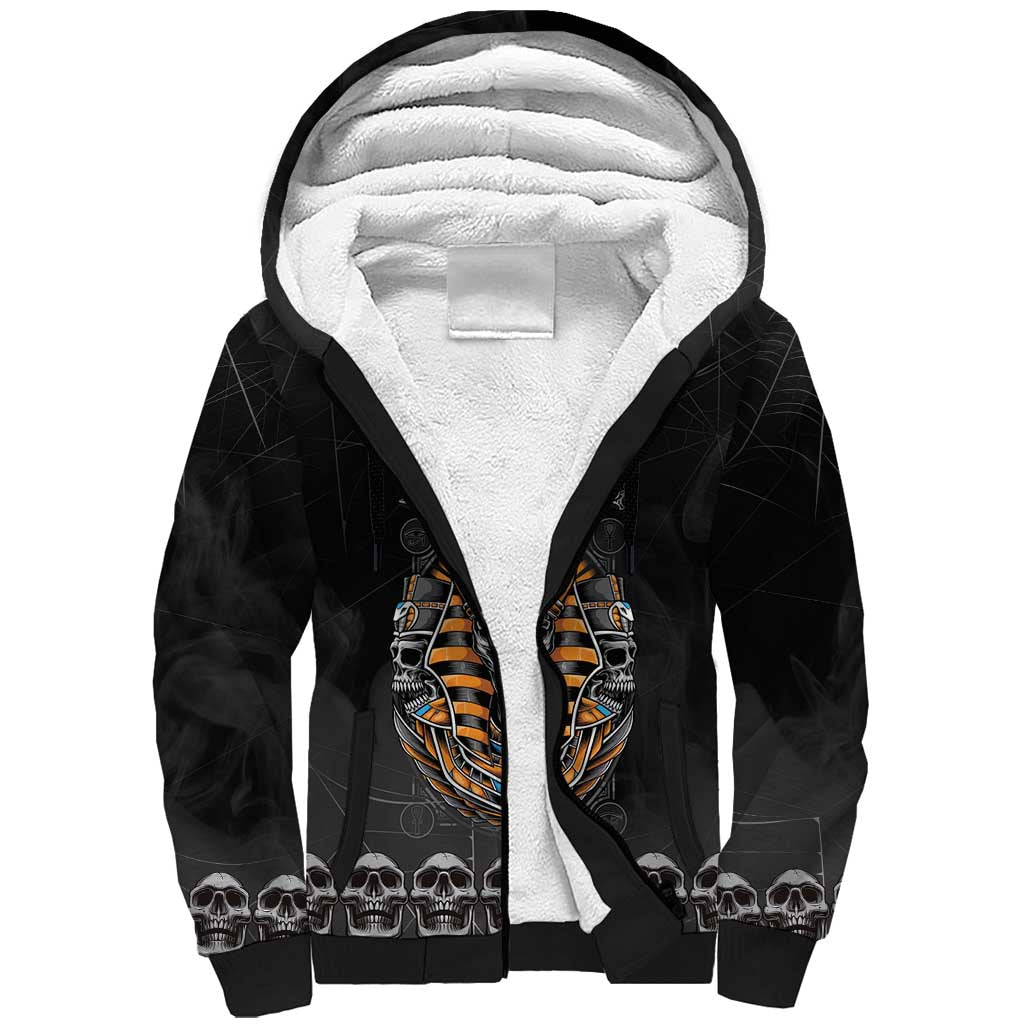 Personalized Halloween Egypt Sherpa Hoodie Skull Anubis - Wonder Print Shop