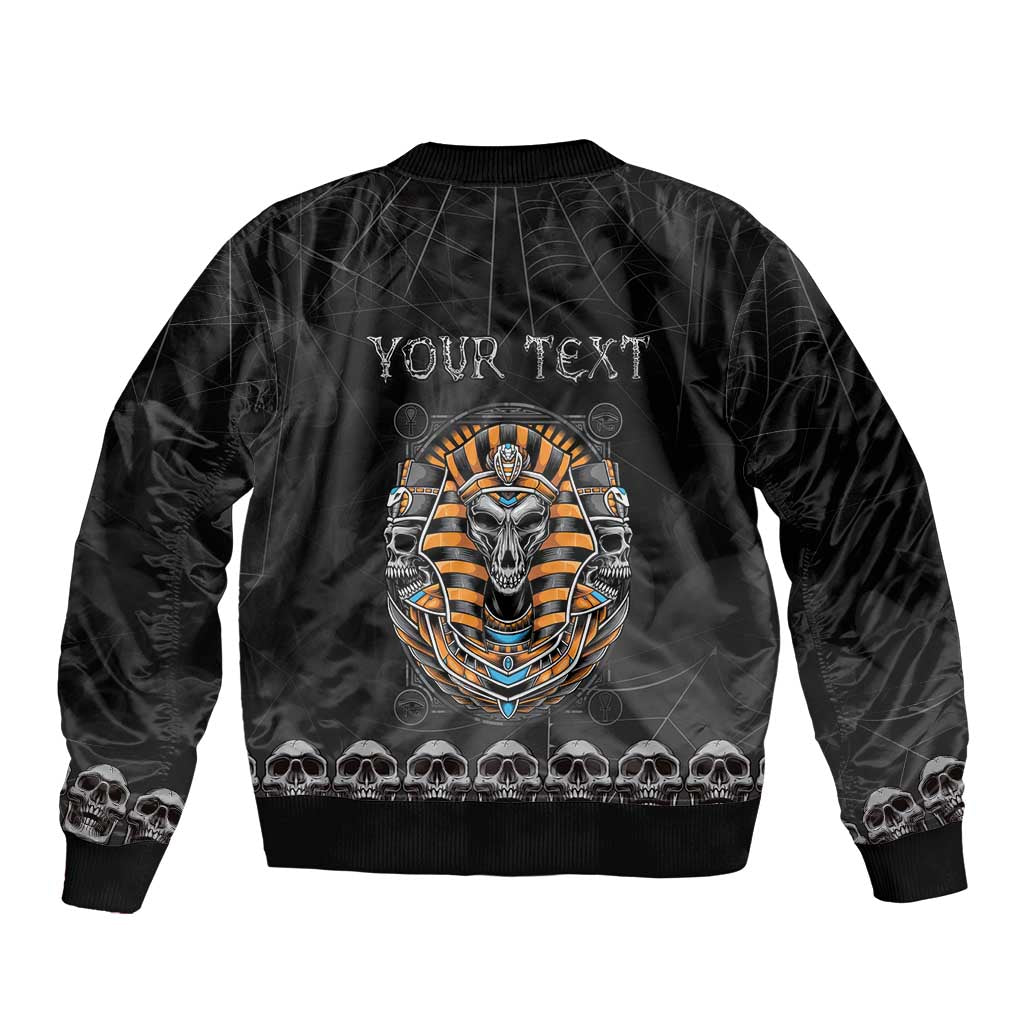 Personalized Halloween Egypt Sleeve Zip Bomber Jacket Skull Anubis - Wonder Print Shop