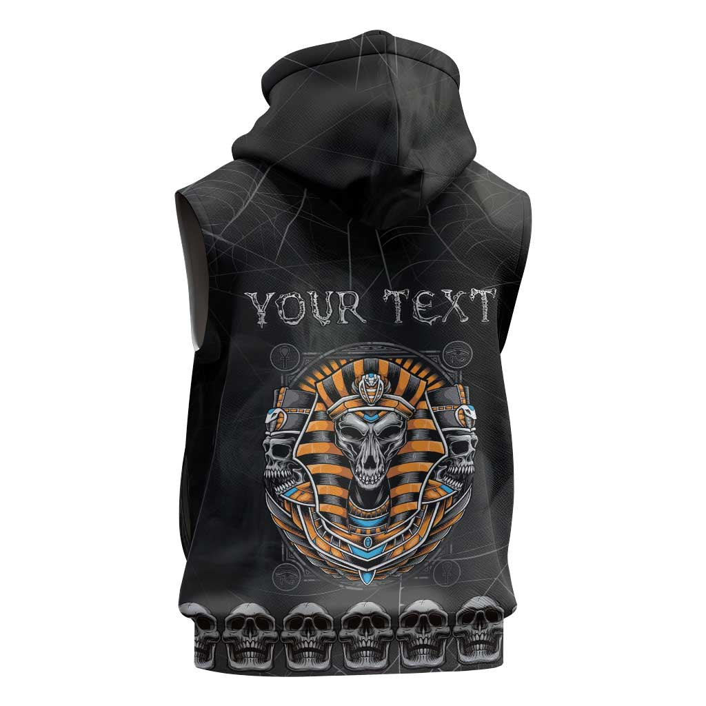 Personalized Halloween Egypt Sleeveless Hoodie Skull Anubis - Wonder Print Shop