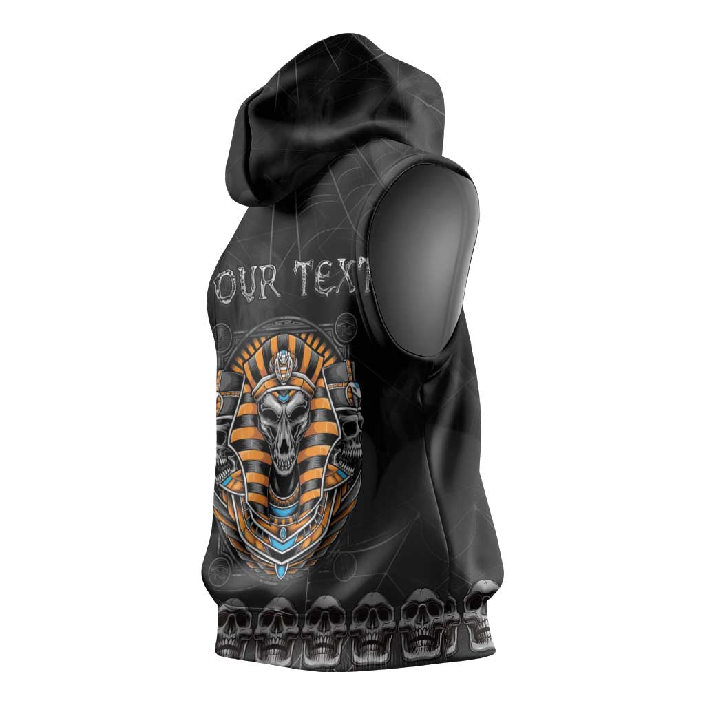 Personalized Halloween Egypt Sleeveless Hoodie Skull Anubis - Wonder Print Shop