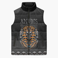 Personalized Halloween Egypt Sleeveless Puffer Jacket Skull Anubis - Wonder Print Shop