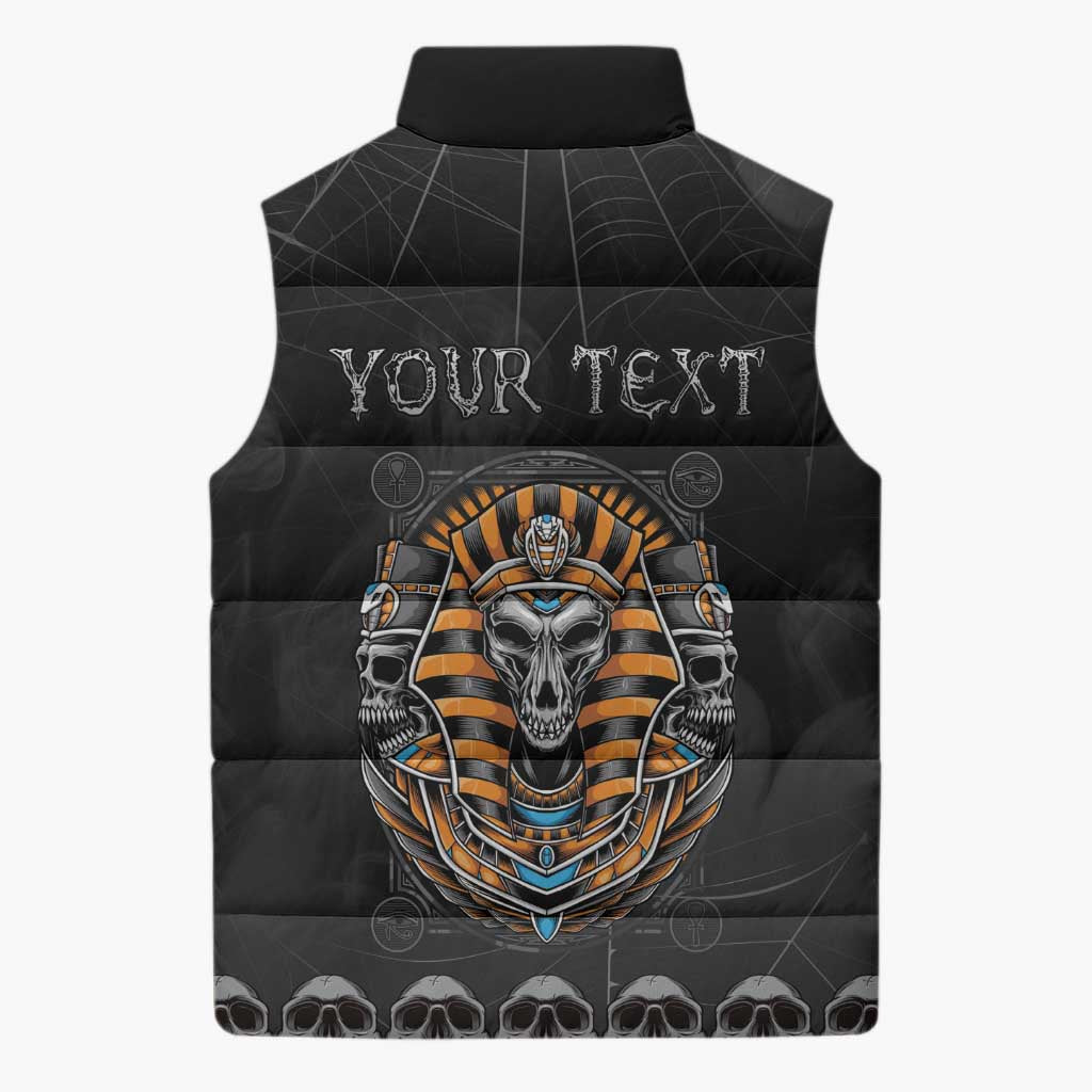 Personalized Halloween Egypt Sleeveless Puffer Jacket Skull Anubis - Wonder Print Shop