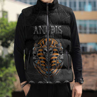 Personalized Halloween Egypt Sleeveless Puffer Jacket Skull Anubis - Wonder Print Shop