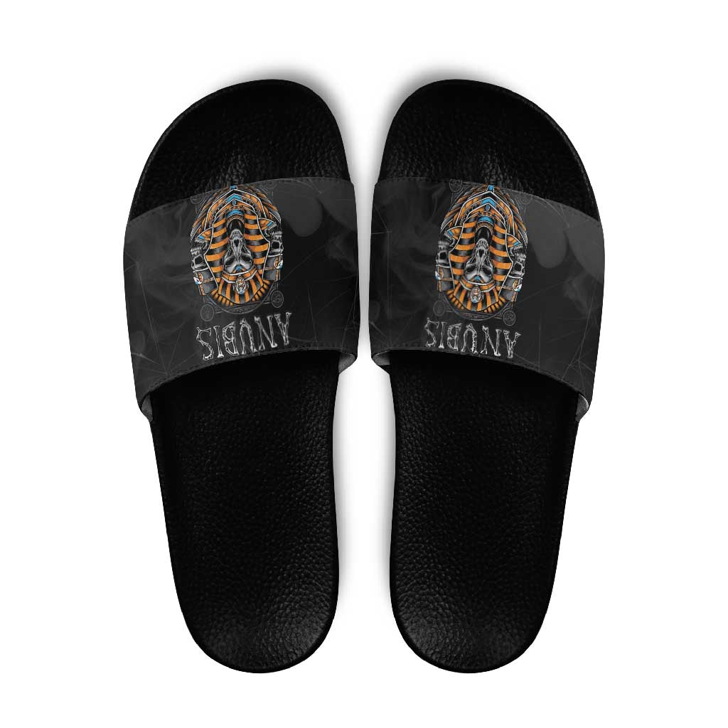 Halloween Egypt Slide Sandals Skull Anubis - Wonder Print Shop