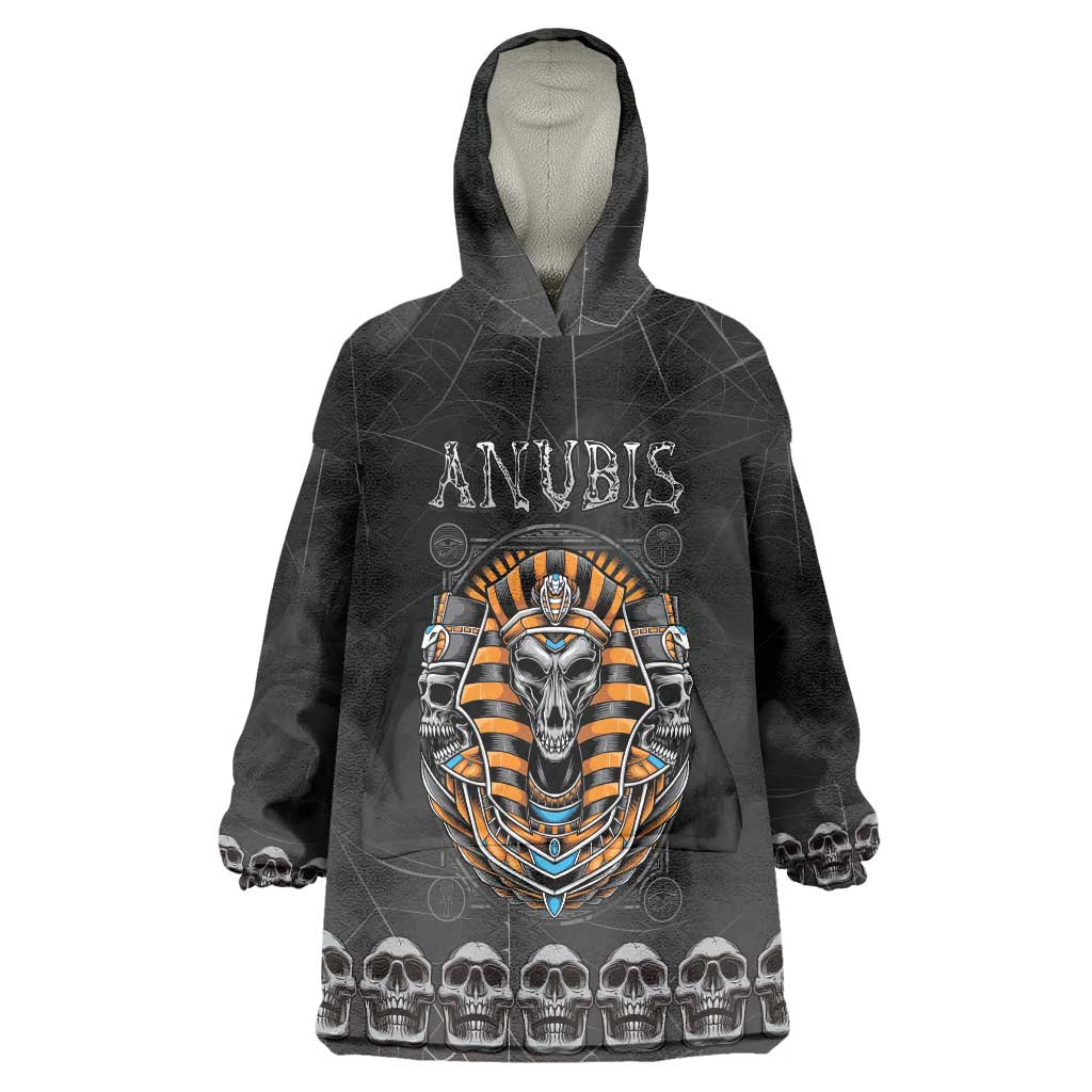 Personalized Halloween Egypt Wearable Blanket Hoodie Skull Anubis - Wonder Print Shop