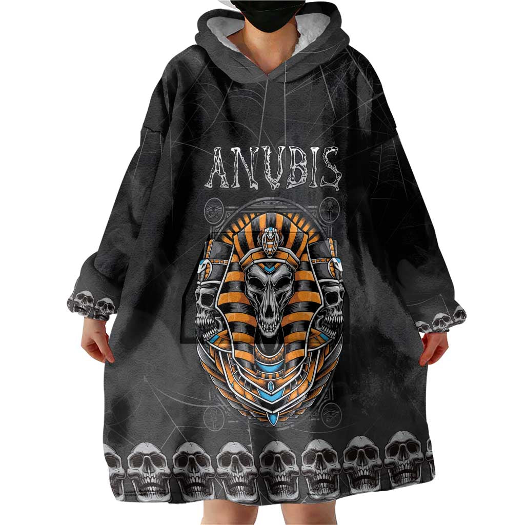 Personalized Halloween Egypt Wearable Blanket Hoodie Skull Anubis - Wonder Print Shop