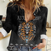 Personalized Halloween Egypt Women Casual Shirt Skull Anubis - Wonder Print Shop