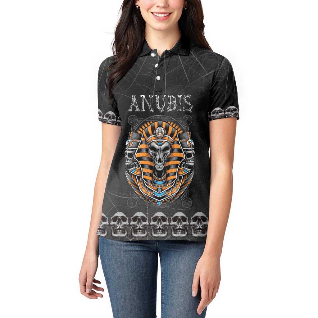 Personalized Halloween Egypt Women Polo Shirt Skull Anubis - Wonder Print Shop