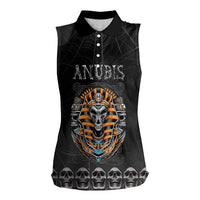 Personalized Halloween Egypt Women Sleeveless Polo Shirt Skull Anubis - Wonder Print Shop