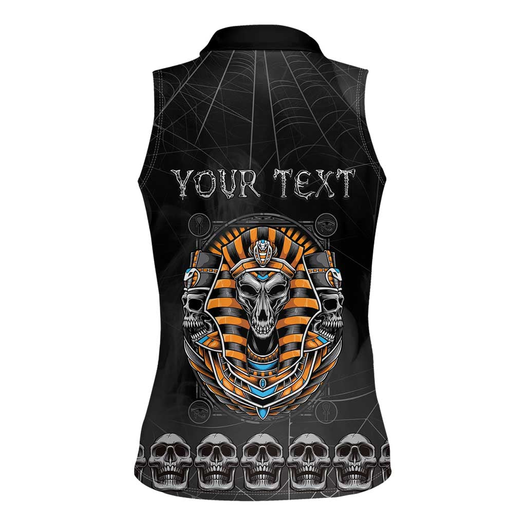 Personalized Halloween Egypt Women Sleeveless Polo Shirt Skull Anubis - Wonder Print Shop