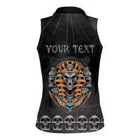 Personalized Halloween Egypt Women Sleeveless Polo Shirt Skull Anubis - Wonder Print Shop