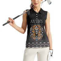 Personalized Halloween Egypt Women Sleeveless Polo Shirt Skull Anubis - Wonder Print Shop