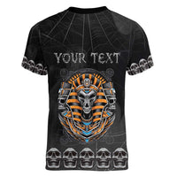 Personalized Halloween Egypt Women V-Neck T-Shirt Skull Anubis - Wonder Print Shop