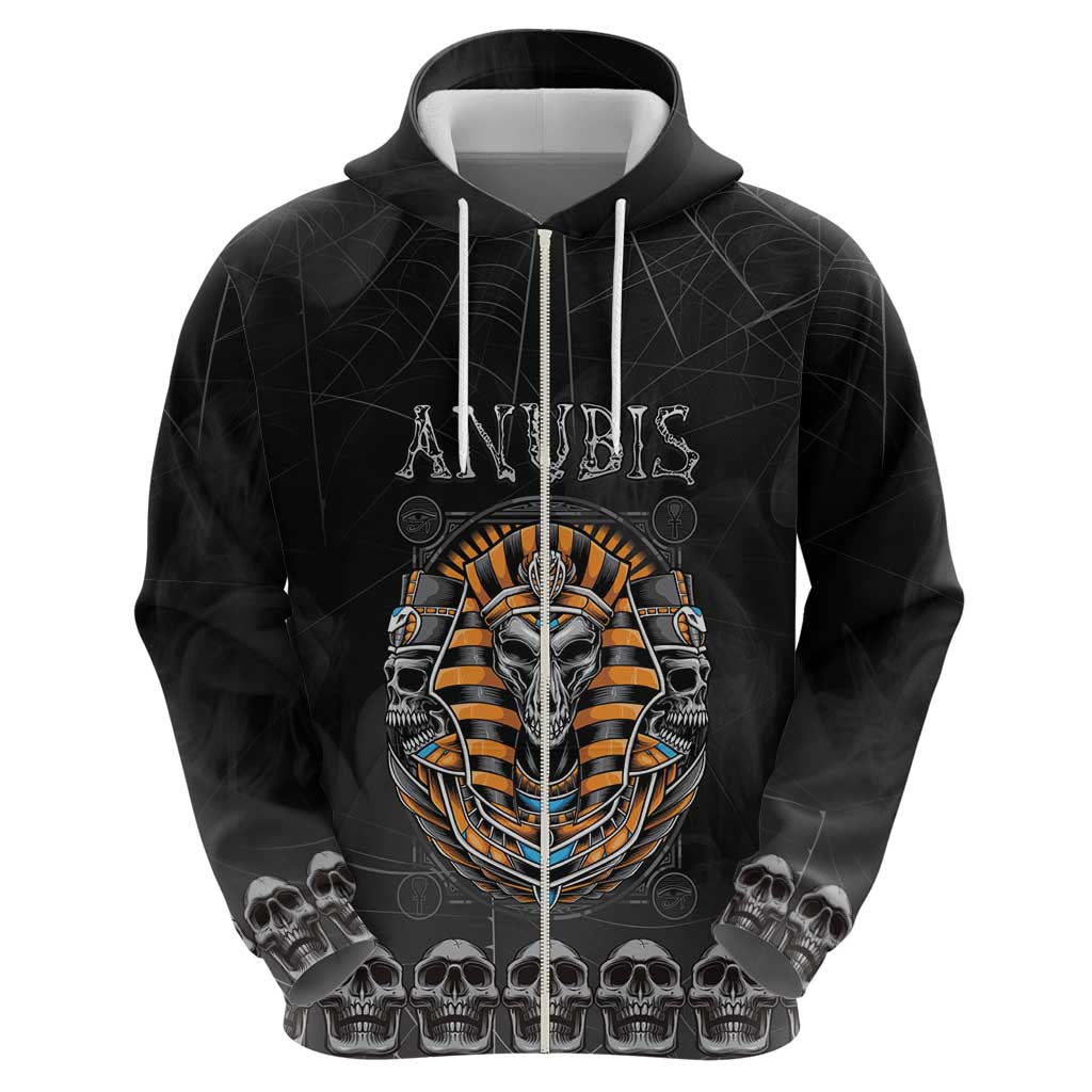 Personalized Halloween Egypt Zip Hoodie Skull Anubis - Wonder Print Shop