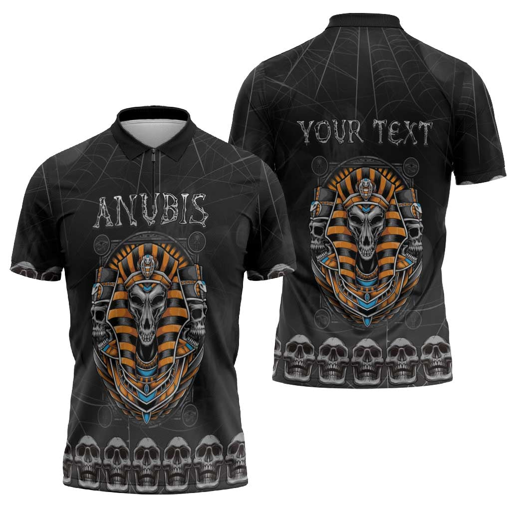 Personalized Halloween Egypt Zipper Polo Shirt Skull Anubis - Wonder Print Shop