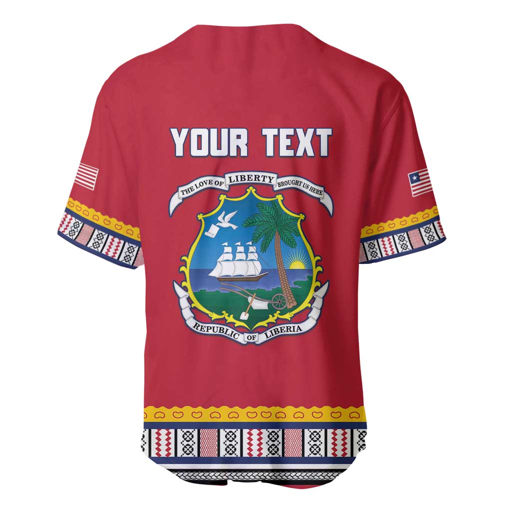 Personalized Liberia Dashiki Baseball Jersey Red Color - Wonder Print Shop