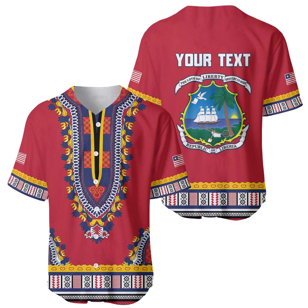 Personalized Liberia Dashiki Baseball Jersey Red Color - Wonder Print Shop