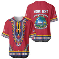 Personalized Liberia Dashiki Baseball Jersey Red Color - Wonder Print Shop