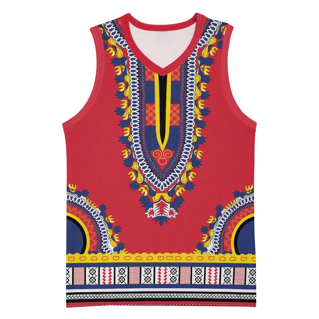 Personalized Liberia Dashiki Basketball Jersey Red Color - Wonder Print Shop