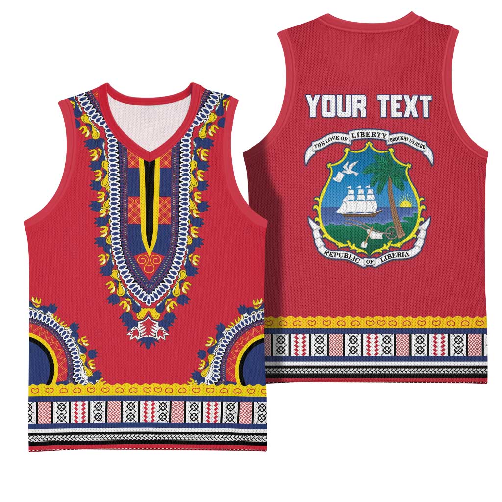 Personalized Liberia Dashiki Basketball Jersey Red Color - Wonder Print Shop