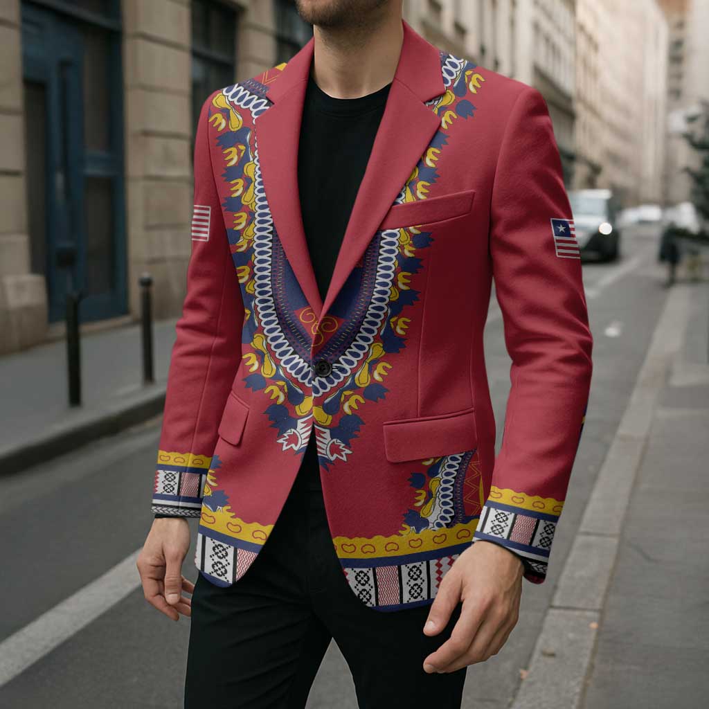 Personalized Liberia Dashiki Blazer Red Color - Wonder Print Shop