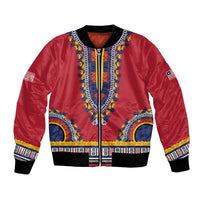 Personalized Liberia Dashiki Bomber Jacket Red Color - Wonder Print Shop