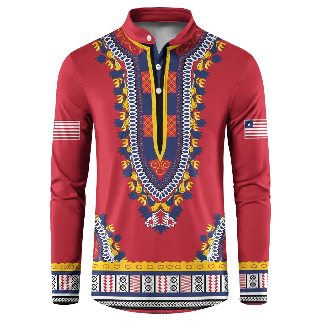 Personalized Liberia Dashiki Button Sweatshirt Red Color - Wonder Print Shop
