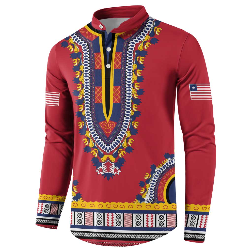 Personalized Liberia Dashiki Button Sweatshirt Red Color - Wonder Print Shop