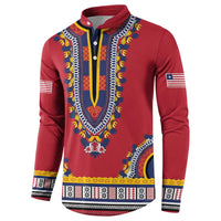Personalized Liberia Dashiki Button Sweatshirt Red Color - Wonder Print Shop