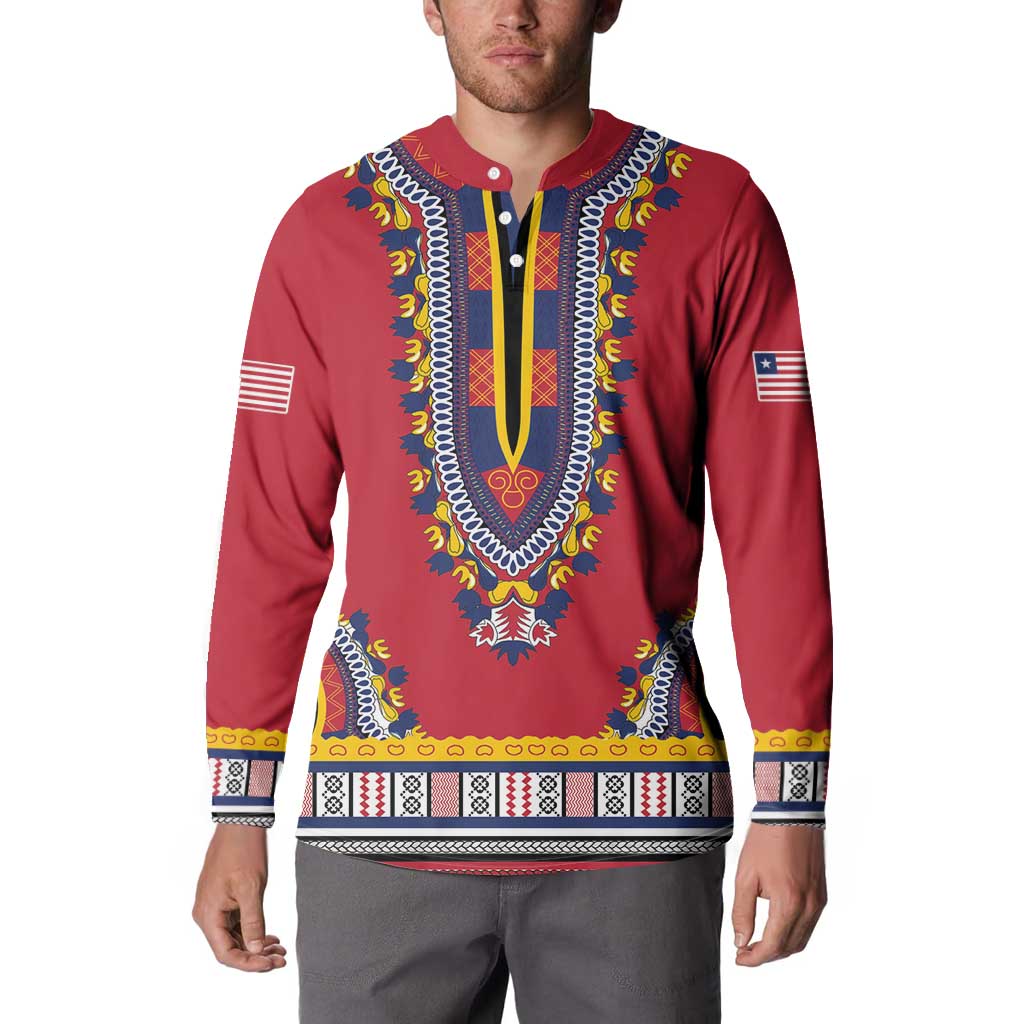 Personalized Liberia Dashiki Button Sweatshirt Red Color - Wonder Print Shop