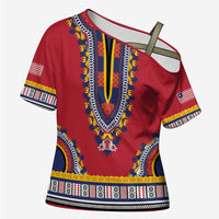 Personalized Liberia Dashiki Cross Shoulder Shirt Red Color - Wonder Print Shop