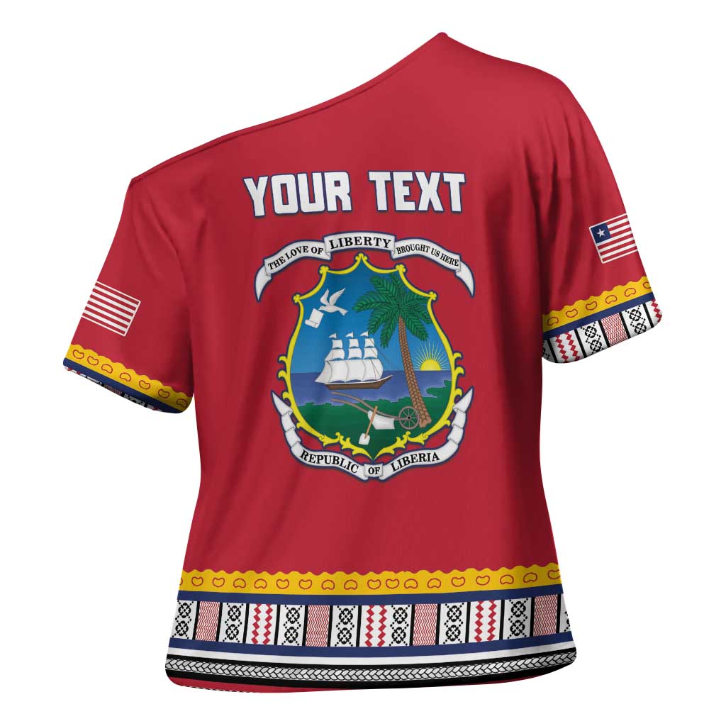 Personalized Liberia Dashiki Cross Shoulder Shirt Red Color - Wonder Print Shop