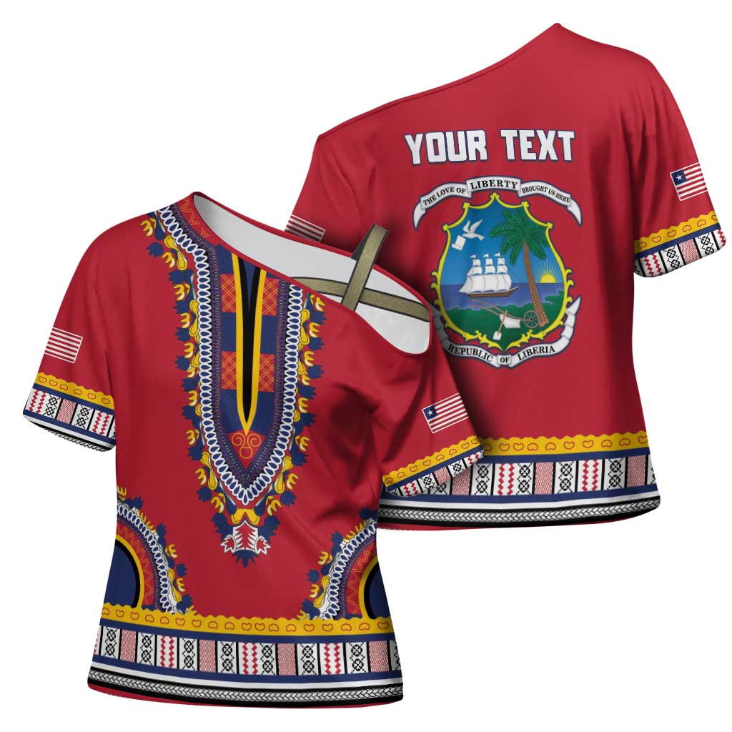 Personalized Liberia Dashiki Cross Shoulder Shirt Red Color - Wonder Print Shop