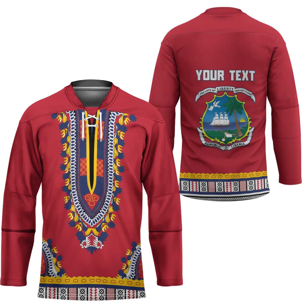 Personalized Liberia Dashiki Hockey Jersey Red Color - Wonder Print Shop