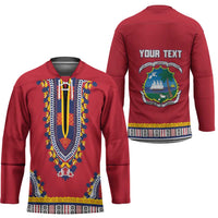 Personalized Liberia Dashiki Hockey Jersey Red Color - Wonder Print Shop