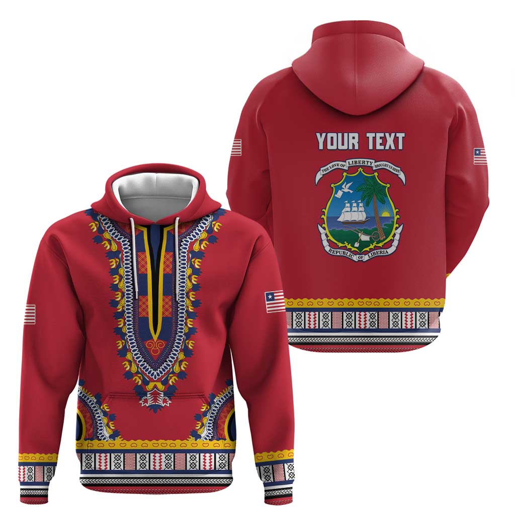 Personalized Liberia Dashiki Hoodie Red Color - Wonder Print Shop